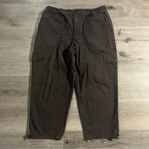 Madewell Garment-Dyed Cargo Jogger Pants Black Coal Size 31 Baggy Pull On Ankle - Picture 4 of 15
